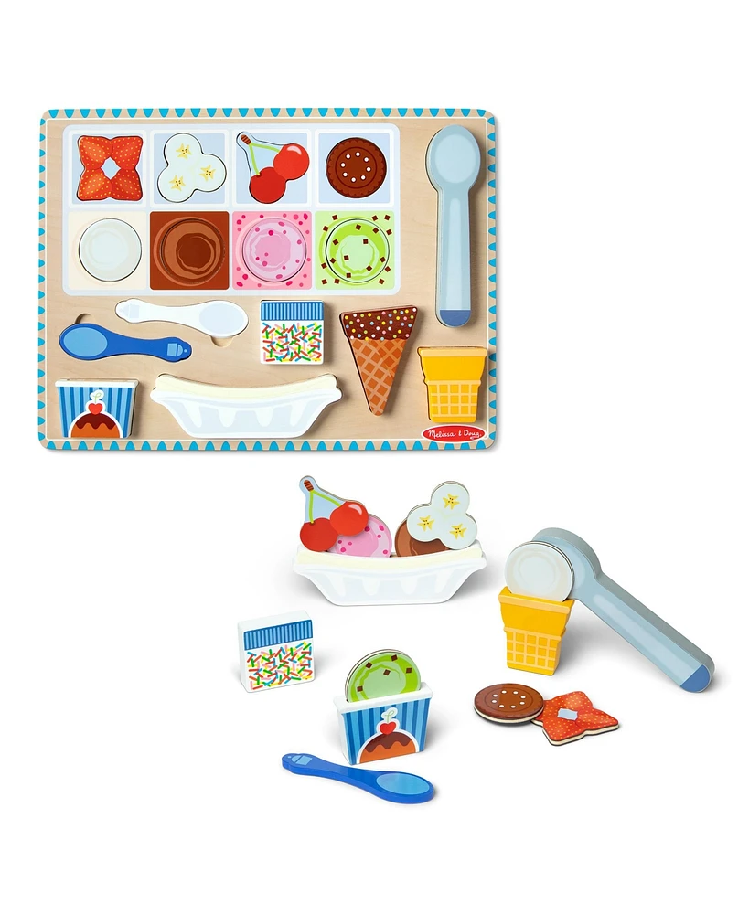 Melissa & Doug Wooden Magnetic Ice Cream Puzzle & Play Set