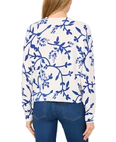 CeCe Women's Floral Vines Long-Sleeve Crewneck Sweater