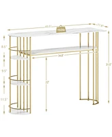 gaomon Console Table Gold Sofa Tables Narrow Entryway Table with Storage and Shelves