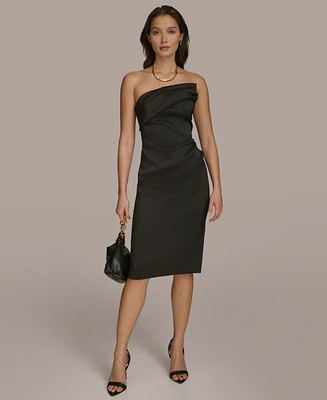 Donna Karan New York Women's Asymmetric-Neck Strapless Dress