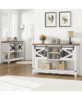 gaomon 46" Entryway Table with Sliding Barn Doors, Farmhouse Console Table with Storage