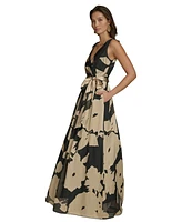 Donna Karan New York Women's Printed Sleeveless Tie-Waist Gown