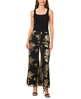 Msk Women's Glitter Chiffon Wide-Leg Pull-On Pants