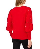 CeCe Women's Embellished-Sleeve Crewneck Sweater