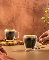 JoyJolt Fluted Savor Double Wall Espresso Coffee Glasses, Set of 4