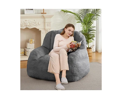 gaomon Giant Bean Bag Chair, Faux Fur Stuffed Bean Bag Couch with Filler, Bean Bag Chair for Adults, Big Lazy Sofa Floor Sofa with Handle