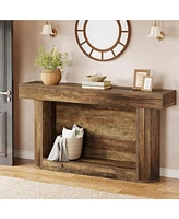 Tribesigns 63" Console Table for Entryway, Farmhouse 2-Tier Wood Entry Hallway Table with Storage, Narrow Long Sofa Table Behind Couch for Living Room
