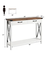 gaomon Wooden Entryway Table, Farmhouse Console Table with 2 Drawers