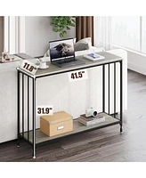 gaomon Console Table, Sofa Tables Narrow Entryway Table with Wood Shelf and Metal Frame