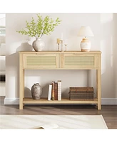 gaomon Entryway Table with 2 Drawers, Console Table for Entryway, Wood Sofa Table with Storage