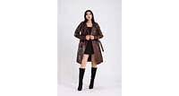 Furniq Uk Women's Genuine Leather Trench Coat