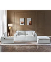 Tribesigns Modern Modular Sectional Sofa, 118" L-Shaped Sofa Couch with 3 Pillows and Ottoman, Modern Extra Deep Seat Couches for Living Room (White,