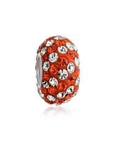 Bling Jewelry Solid Stripe Pave Crystal Bead Charm Bracelet Sterling Silver Core