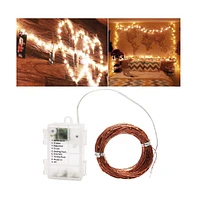 Twinkle Star Copper Wire String Lights Battery Operated with Remote Indoor Outdoor Decor - 99 ft