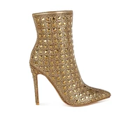 Frostin Pointed Toe Rhinestones Stiletto Boots