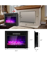 Sugift 28.5 Inch Electric Fireplace Recessed with 3 Flame Colors