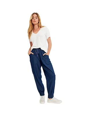 June + Vie Plus Drawstring Denim Jogger