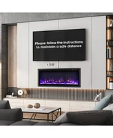 Sugift Electric Fireplace in-Wall Recessed with Remote Control and Adjustable Color and Brightness-36 inches