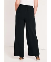 June + Vie Plus Fit Wide-Leg Corner Office Pants