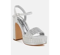 Ortage Rhinestones Embellished High Block Heels