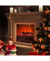 Skonyon 20 Inch Electric Fireplace Heater with Realistic Pinewood Ember Bed