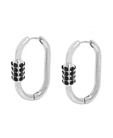 Steve Madden Faux Stone Pave Carabiner Hoop Earrings