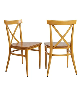 Slickblue Durable Side Chairs – Solid Wood Seat & Metal Legs for Dining and Kitchen Use