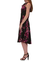 Robbie Bee Women's Chiffon Cowl-Neck Fit & Flare Dress