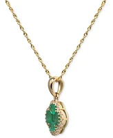 Lab Grown Emerald (5/8 ct. t.w.) & Lab Grown Diamond (1/10 ct. t.w.) Clover Halo Cluster Pendant Necklace in 14k Gold, 16" + 2" extender