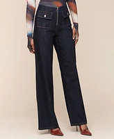 Avec Les Filles Women's Zip-Front Wide-Leg Jeans