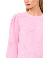 CeCe Women's 3D Floral Applique Sweater