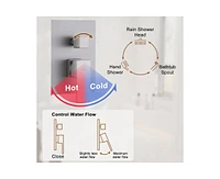 Casainc 10 Inch 3 Function Rainfall Shower System with Tilt Head and Waterfall Tub Spout