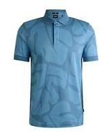 Boss by Hugo Men's Monstera-Leaf Print Slim-Fit Polo