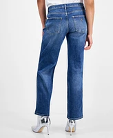 Guess Women's Daisy Rhinestone-Trim Straight-Leg Jeans