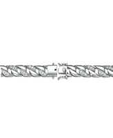 Men's Sterling Silver Iced Out Cubic Zirconia Braided Cuban Chain Bracelet