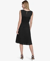 Halston Women's Mixed-Media Pleated Pull-On Skirt