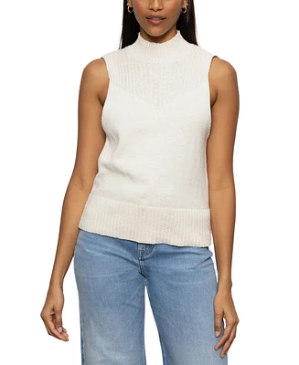 Sanctuary Women's Cotton Rib-Trim Mock-Neck Tank