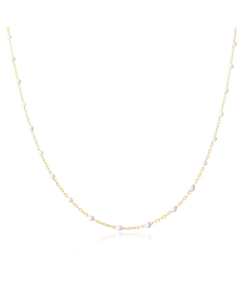 The Lovery White Bead Chain Necklace 14K Gold 16 inches