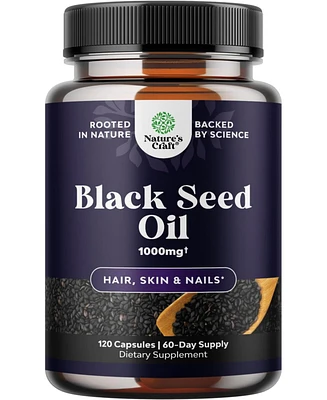 Nature's Craft Cold Pressed Black Seed Oil Capsules, Nigella Sativa Black Cumin Seed Oil Capsule for Immune Support Joint Health and Digestion, Nature