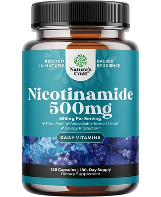 Nature's Craft Nicotinamide Capsules, Mitochondrial Energy and Potent Skin Supplement, Nature's Craft, 180ct