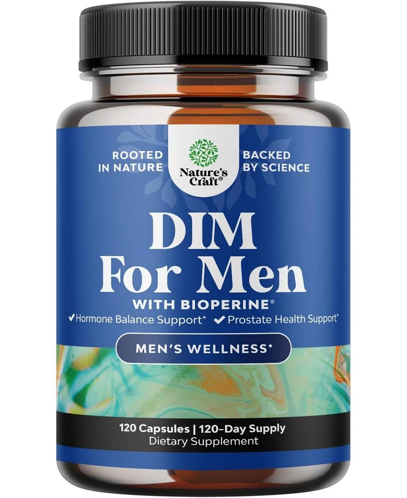 Nature's Craft Advanced Diindolylmethane Dim Supplement for Men, Estrogen Blocker, Dim 200mg Panax Ginseng BioPerine, Hormone Balance for Men, Nature'