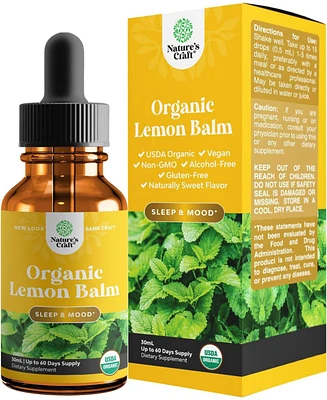 Nature's Craft Organic Lemon Balm Liquid, Mood Support and Digestive Health, Nature's Craft, 30mL