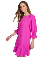 Dkny Women's Balloon-Sleeve Flounce-Hem Shift Dress