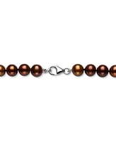 Dyed Chocolate Cultured Freshwater Baroque Pearl (7-8mm) 18" Strand Necklace