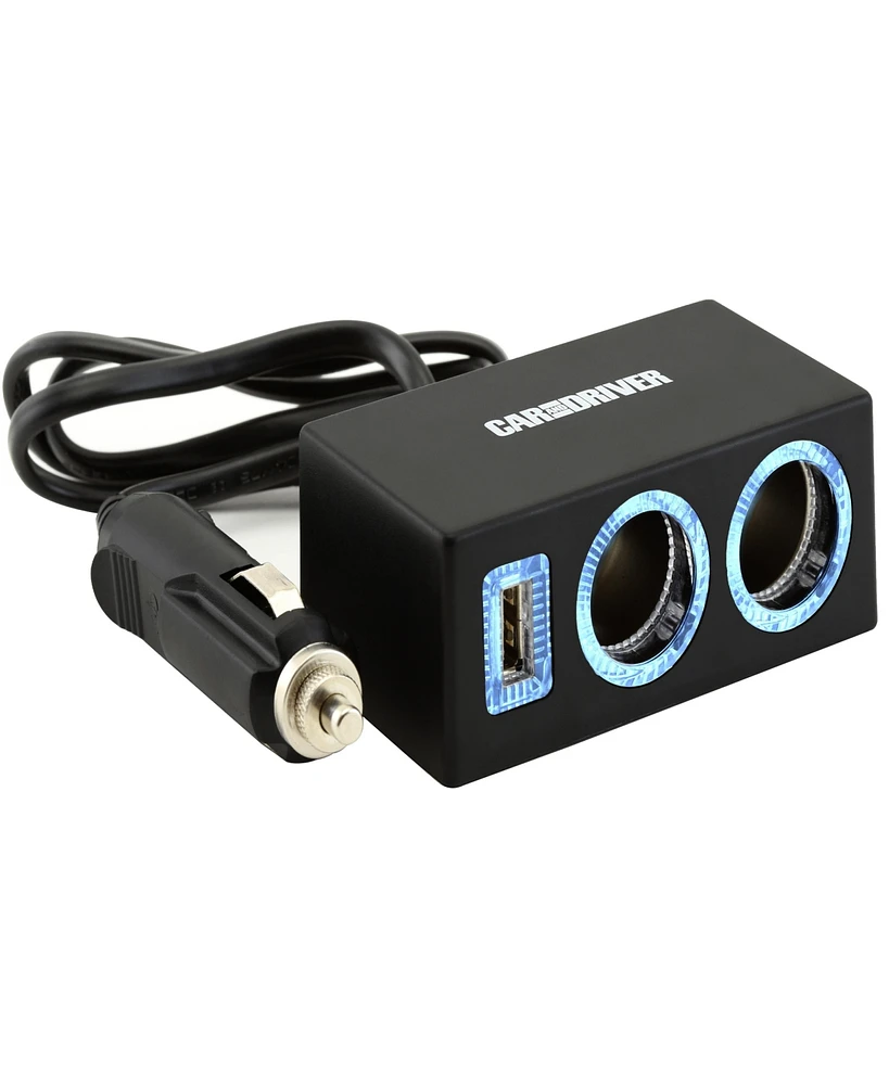 Car and Driver Usb + Dual Socket Car Charger