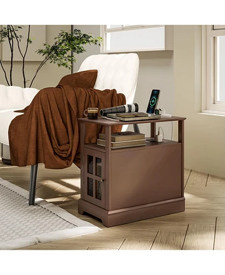 Homcom Side Table with Charging Station and Usb Ports