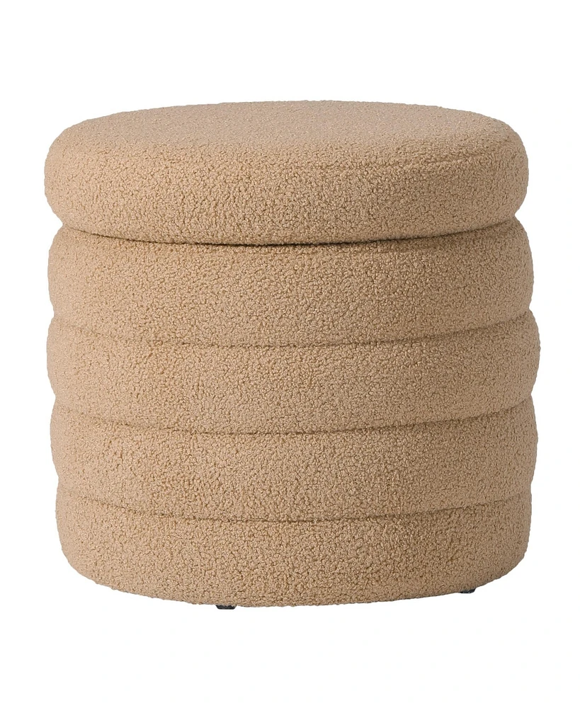 WestinTrends Mid-Century Modern Faux Sherpa Round Storage Ottoman