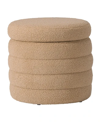 WestinTrends Mid-Century Modern Faux Sherpa Round Storage Ottoman