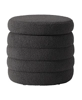 WestinTrends Mid-Century Modern Faux Sherpa Round Storage Ottoman