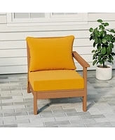 WestinTrends Outdoor Patio Hdpe Right Arm Facing Sectional Teak Corner Club Chair with Patio Cushions